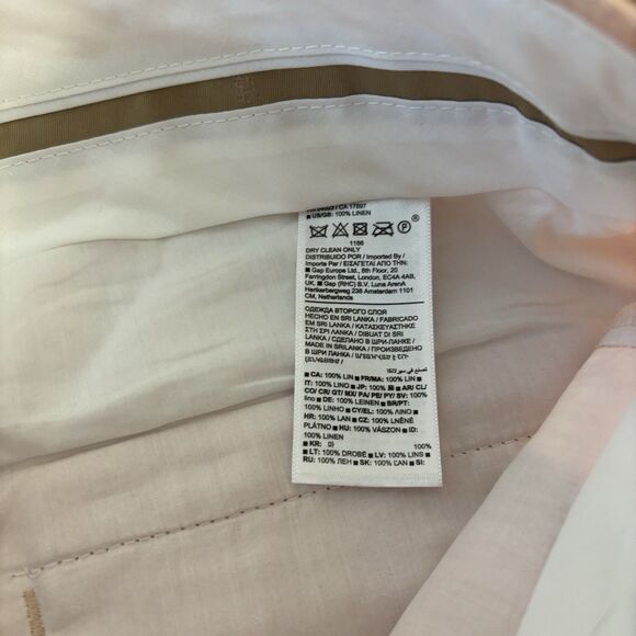 Banana Republic Womens 4P Palma Linen High Rise Pleated Bermuda Shorts Peach - Picture 6 of 11